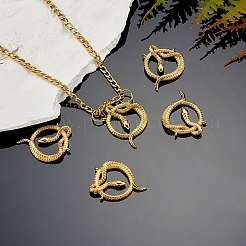 5個真鍮マイクロパヴェクリアキュービックジルコニアペンダント  長持ちメッキ  ヘビの形  ゴールドカラー  26x19x2.7mm  穴：1mm&nbsp;ZIRC-SZ0002-89