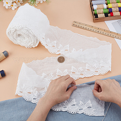 8ヤードのコットンレーストリム  服飾材料  ちょう結びの模様  ホワイト  4-1/2インチ（115mm）&nbsp;OCOR-FG0003-19