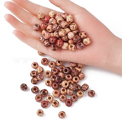 プリントウッドヨーロピアンビーズ  大穴ビーズ  染め  ラウンド  ミックスカラー  10mm  穴：4mm&nbsp;WOOD-YW0001-10