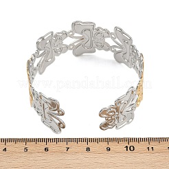 女性用304ステンレススチールカフバングル  蝶  イオンプレーティング（ip）  ゴールデン·ステンレス鋼色  1インチ（2.6cm）  内径：2-1/8インチ（5.25cm）&nbsp;BJEW-G757-10GP
