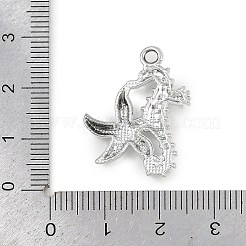 合金ペンダント  タツノオトシゴとヒトデのチャーム  プラスチック模造真珠付き  プラチナ  25x19.5x3mm  穴：2mm&nbsp;FIND-F013-07P