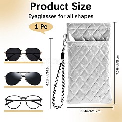 Pu レザー眼鏡ケース  長方形  銀  180x105x18mm&nbsp;FIND-WH20019-219F