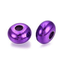 UVメッキ不透明アクリルヨーロピアンビーズ  大穴ビーズ  虹色の  ロンデル  暗い蘭  14x8mm  穴：4.8mm&nbsp;PACR-T017-19M-04