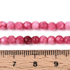 染め加工天然石ホワイトジェイドビーズ連売り  ラウンド  多面カット  サクランボ色  4~4.5mm  穴：1mm  約86~96個/連  14.69~14.96''（37.3~38センチメートル）&nbsp;X-G-T139-4mm-60-08