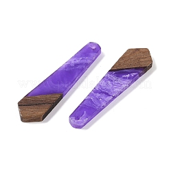 レジン＆ウッドパーツ  ネクタイ型チャーム  青紫色  49x12x3.5mm  穴：2mm&nbsp;WOOD-F015-05H