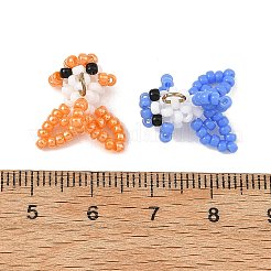 ミユキ丸型ガラスシードビーズガラスペンダント  金魚チャーム  304ステンレススチール製ジャンプリング付き  ミックスカラー  9.5x16.5x14.5mm  穴：2.5mm&nbsp;PALLOY-MZ01451