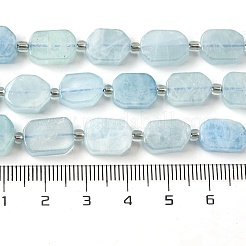 天然石アクアマリンビーズ連売り  シードビーズで  長方形  11.5~12.5x7.5~10x5~6.5mm  穴：0.8~0.9mm  約13個/連  7.68~8.07インチ（19.5~20.5cm）&nbsp;G-C098-A10-01