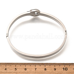 女性用304ステンレススチールヒンジ付きバングル  ステンレス鋼色  内径：2-3/8x1-7/8インチ（5.9x4.8cm）&nbsp;BJEW-F474-46P