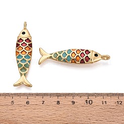 304ステンレススチールとエナメルペンダント  魚のチャーム  イオンプレーティング（ip）  18KGP本金メッキ  カラフル  49x13x6mm  穴：3mm&nbsp;STAS-T068-98G