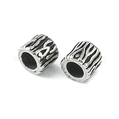 12個 2スタイル 304ステンレススチールヨーロピアンビーズ  大穴ビーズ  コラム  アンティークシルバー  6~4x7mm  穴：4~4.3mm  6個/スタイル&nbsp;STAS-UN0046-47