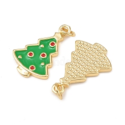 クリスマス真鍮エナメルペンダント  丸カン付き  鉛フリー＆カドミウムフリー  長持ちメッキ  ラックめっき  18KGP本金メッキ  クリスマスツリー  21x14.5x2mm  穴：3mm&nbsp;KK-L255-17G-05