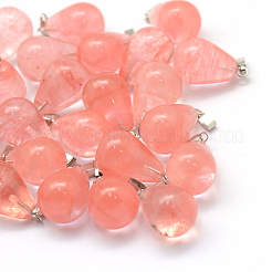 ティアドロップナチュラル＆シンセティックミックスストーンペンダント  プラチナトーンの真鍮パーツ  21~24x12~14mm  穴：4x7mm&nbsp;G-Q435-M