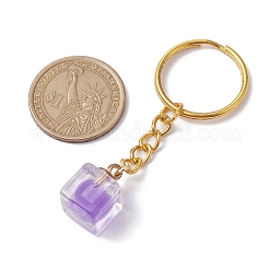 8 個のキューブ透明プラスチックペンダントキーホルダー  鉄のスプリットキーリング付き  ミックスカラー  6.6cm  8色  1pc /カラー  8個/セット&nbsp;KEYC-JKC00735