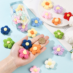 48個 12色 手作りコットン編み装飾アクセサリー  DIYミシンクラフト用  花  ミックスカラー  37~41x12~15mm  4個/カラー&nbsp;DIY-SC0031-61