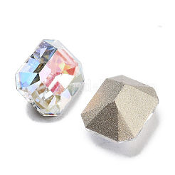 K9ガラスラインストーンカボション  尖ったバック＆バックメッキ  長方形  ライトクリスタルアブ  10x8x5.5mm&nbsp;GLAA-H034-07D-001LA