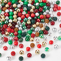 クリスマスのDIYポリマークレイラインストーン＆ガラス＆アクリルビーズジュエリーファインディングキット  ミックスカラー  10~11x9~11mm  穴：1~2mm&nbsp;DIY-NB0012-24