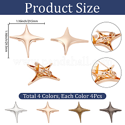 16個 4スタイル スター亜鉛合金ラペルピン バックパック 衣類用  ミックスカラー  29.5x29.5mm  4個/カラー&nbsp;JEWB-SP0001-18B