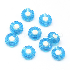 透明の花のアクリルビーズ  二層ビーズ  ミックスカラー  9~10x10x4mm  穴：2mm&nbsp;X-TACR-Q007-04