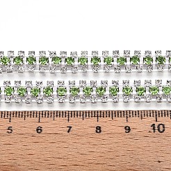 鉄ラインストーンカップチェーン  スプールで  銀  薄緑  8.5x3mm  約14.99フィート（4.57m）/ロール&nbsp;CH-T006-04S-06