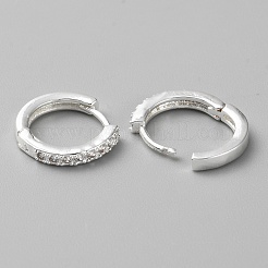 真鍮製マイクロパヴェキュービックジルコニアフープピアス  銀  13x14x2mm&nbsp;EJEW-WH0010-13B-S