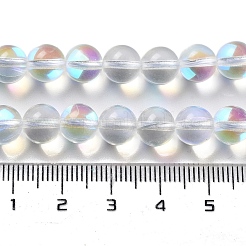 合成ムーンストーンビーズ連売り  ラウンド  クリアAB  8mm  穴：1mm  約23~24個/連  7.09~7.32インチ（18~18.6cm）&nbsp;G-P528-J02-13
