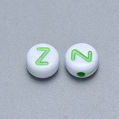クラフトアクリル横穴レタービーズ  フラットラウンド  ミックスカラー  文字.z  7x3.5~4mm  穴：1.5mm  約3600個/500g&nbsp;SACR-S201-11Z