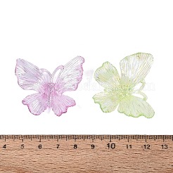 透明なプラスチックペンダント  蝶のチャーム  ABカラーメッキ  ミックスカラー  33.5~36x39~40x10~11.5mm  穴：7.5~9.5x2.5~3mm  約335個/500g&nbsp;KY-N025-44