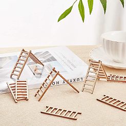 はしご未完成の木製装飾品  装飾工芸をぶら下げ木製の装飾品  DIYのための  アンティークホワイト  59x21.5x2.5mm&nbsp;WOOD-WH0100-31