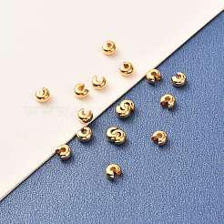 真鍮製つぶし玉カバーカシメ玉カバー  18KGP本金メッキ  5.5x6.5x3.5mm  穴：2mm&nbsp;X-KK-F824-036C-G