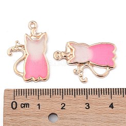 亜鉛合金エナメルペンダント  猫  ゴールドカラー  ピンク  26x17x2mm  穴：1.5mm&nbsp;X-PALLOY-I124-18G-A