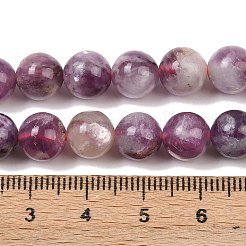 天然レピドライト/パープルマイカストーンビーズ連売り  ラウンド  8mm  穴：1mm  約46個/連  15.35''（39センチメートル）&nbsp;G-G160-A01-01A