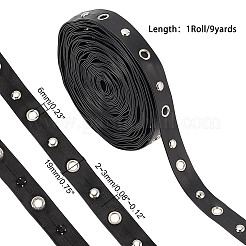 プラチナメッキ合金アイレット付き9ヤードの合成皮革リボン  洋服アクセサリー  ブラック  3/4インチ（19mm）&nbsp;OCOR-AR0001-65