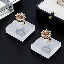 アクリルシングルリングディスプレイスタンド  リングディスプレイ用のジュエリーホルダー  正方形  ホワイト  4x4.05x2.4cm&nbsp;RDIS-WH0007-13B