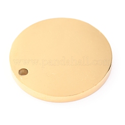 304ステンレスペンダント  レーザー切断  空白タグのスタンプ  フラットronud  ゴールドカラー  18x1.7mm  穴：1.5mm&nbsp;STAS-O142-72G