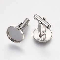 変色しにくい304ステンレススチールのカフス  フラットラウンド  ステンレス鋼色  19mm  トレイ：16x2mm  インナーサイズ：14mm&nbsp;STAS-G187-23P-14mm