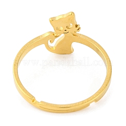 201ステンレススチール製調節可能な女性用リング  動物  猫の形  12.5mm  内径：18mm&nbsp;RJEW-D082-04E