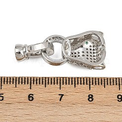 真鍮製マイクロパヴェキュービックジルコニア折りたたみ式クラスプ  ヒョウ  プラチナ  32mm&nbsp;ZIRC-L062-K01-P-1