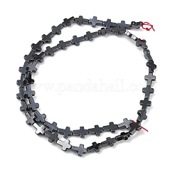 合成磁気無しヘマタイトビーズ連売り  クロス  原色  6x8x2mm  穴：0.7mm  約48個/連  15.16''（38.5センチメートル）&nbsp;G-K375-F02-01