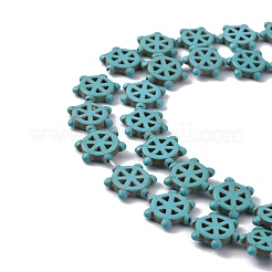 合成ターコイズビーズ連売り  染め  舵  ミディアムターコイズ  16x16x3.5mm  穴：1mm  約22個/連  15.63''（39.7センチメートル）&nbsp;G-WH0015-08B