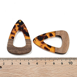 ウォールナット材と樹脂のペンダント  ティアドロップ  ダークオレンジ  44.5x30x3.5mm  穴：2mm&nbsp;FIND-Z050-08A