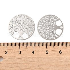 ラックメッキ真鍮製コネクタチャーム  エッチングされた金属装飾  長持ちメッキ  カドミウムフリー＆ニッケルフリー＆鉛フリー  生命の木 リンク  プラチナ  20x0.3mm  穴：1.6mm&nbsp;KK-Q792-14P