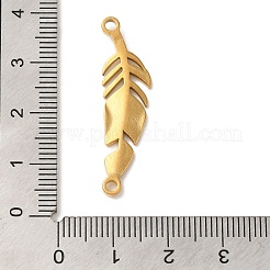 イオンプレーティング（IP）304ステンレススチールコネクタチャーム  葉  18KGP本金メッキ  35x9.5x1.5mm  穴：1.9mm&nbsp;STAS-C110-14G