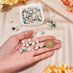 200個 4色スプレー塗装合成ターコイズビーズ  染め  キューブ  ミックスカラー  5.5~6x5.5~6x5.5~6mm  穴：0.8~1mm  50個/カラー&nbsp;TURQ-TA0001-07