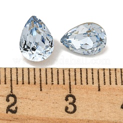 ガラスラインストーンカボション  尖ったバック＆バックメッキ  多面カット  ティアドロップ  ライトサファイア  8x6x4mm&nbsp;RGLA-L029-19C-211