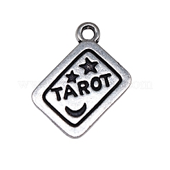 合金のチベット風チャーム  タロット模様の長方形  アンティークシルバー  18x14x1.5mm  穴：2mm&nbsp;TARO-PW0001-02AS