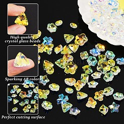 100種類のスタイルのガラスチャーム10個  ABカラー  多面カット  混合図形  クリアAB  10~17.5x5.5~8mm  穴：1~1.5mm  10個/スタイル&nbsp;GLAA-YW0004-66