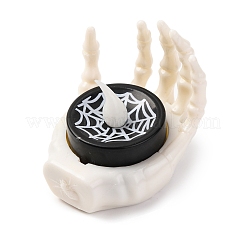ハロウィーン樹脂スケルトンハンドLEDライトフィギュア装飾  ハロウィンパーティーの飾り付けに  内蔵バッテリー  ホワイト  65x52x54mm&nbsp;AJEW-Z036-02A