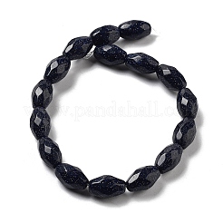 合成ブルーゴールドストーン青金砂石ビーズ連売り  多面カットコメ  12.5x8mm  穴：1.2mm  約16個/連  7.68インチ（19.5cm）&nbsp;G-P520-C25-01