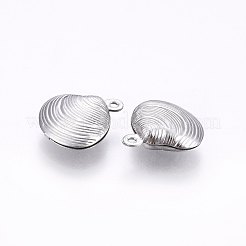変色しない304ステンレススチールチャーム  シェル  ステンレス鋼色  14x13.5x4mm  穴：1mm&nbsp;STAS-E438-16P