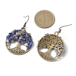 天然混合石ダングルピアス  合金のペンダントと真鍮のピアスフック  55x34.5mm&nbsp;EJEW-JE06047